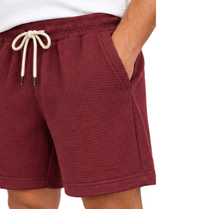 Pantalones Cortos Deportivos Casuales de Punto Waffle para Hombre, al por Mayor, con Cintura Elástica y Cordón Ajustable, para Gimnasio, Entrenamiento, Fitness, Verano - Product Image 6