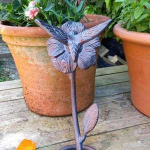 Escultura Decorativa de Hierro Fundido con Pétalos de Rosa, Ramas y Colibrí para Jardín, Decoración de Casa de Campo, Accesorios - Product Image 2