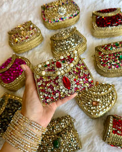 Luxury Fashion NEHA ENTERPRISES Multifunction Kundan <b>Crystal</b> Stone Mosaic Handmade <b>Mirror</b> Bridal Wedding Party Evening Clutch - Product Image 5
