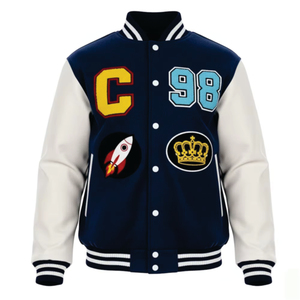 Chaqueta Varsity Unisex Personalizada de Lana/Poliéster, Ecológica, Térmica, Transpirable, con Parches Bordados, Ropa de Calle de Invierno, Fabricante OEM - Product Image 2
