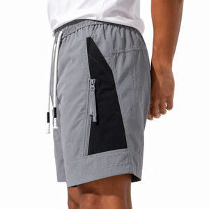 Casual Nylon Windbreaker <b>Shorts</b> Men Mid Waist Zipper Fly Closure Front Side <b>Zip</b> <b>Pockets</b> Waterproof Quick Dry Knee Length Outdoor - Product Image 6