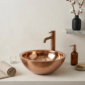 Lavabo de Cobre Martillado, Lavabo Decorativo para Baño, Lavabo Redondo para Baño, para Hogar y Hotel - Product Image 2