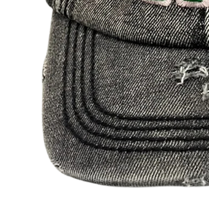 Green AKA Black Washed Denim Hat Embroidered Letter Baseball <b>Cap</b> <b>Vintage</b> Style Adjustable Cotton Denim Headwear Casual Fashion - Product Image 2