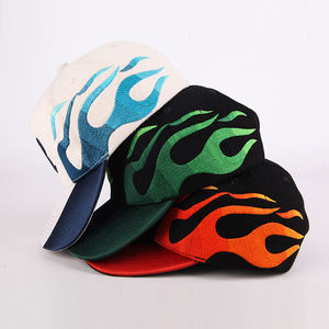 Wholesale Custom High Quality 5 Panel Cotton Curved Brim Snapback Hat 3D Embroidery Flame Streetwear Baseball <b>Cap</b> <b>for</b> <b>Men</b> - Product Image 1