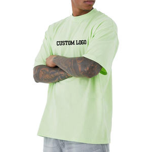 T-shirt décontracté pour homme en coton tricoté de haute qualité, col rond, manches courtes, impression numérique personnalisée avec lettres, 220g, multicolore - Product Image 2
