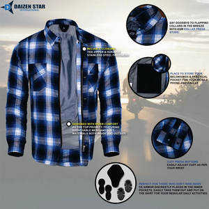 Chemise de moto en flanelle personnalisée, 100% coton, coupe-vent, avec protection CE, pour veste de sécurité doublée pour motards - Product Image 4