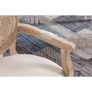 Set of 2 French <b>Vintage</b> Beige Upholstered Fabric Dining <b>Armchairs</b> - Product Image 5