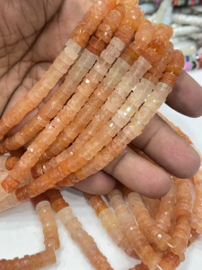 Perles de pierres précieuses de haute qualité pour la fabrication de bijoux, 17 pouces, Avanturine naturelle ombrée, facettées, forme Heishi, taille 7-8 mm - Product Image 2