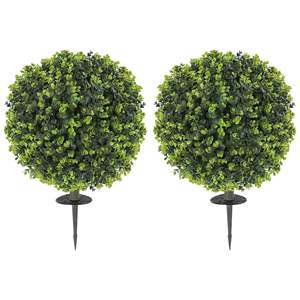 2 Pack 1.3ft Boule résistante aux UV Buis Topiaire Artificielle Intérieur Extérieur Verdure avec Piquet de Sol - Product Image 1