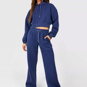 Vente en gros de sweats à capuche en molleton pour femmes, personnalisés, hiver, coupe courte, avec logo frontal, épaules tombantes, fermeture éclair intégrale, cordon de serrage, style sport et streetwear décontracté, OEM - Product Image 2
