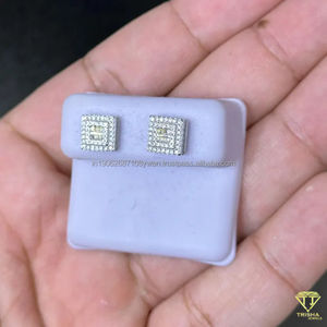 Boucles d'oreilles élégantes en forme de grappe carrée plaquée or blanc Cadeau de fête de mariage de luxe Bijoux à la mode Moissanite GIA - Product Image 4