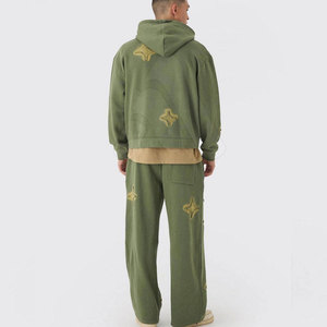 Conjunto Deportivo de Invierno para Hombre, Talla Grande, con Bordado de Lujo, Lavado Ácido, Estampado, 2 en 1, Sudadera y Pantalones Deportivos, 100% Algodón - Product Image 3