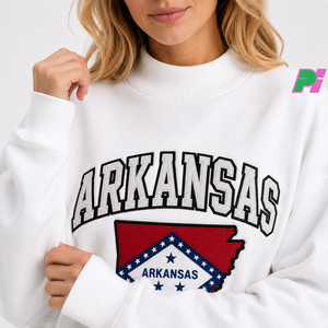 Sudadera Oversize de Cuello Alto para Mujer con Bordado del Mapa del Estado de Arkansas, Sudadera de Forro Polar para Otoño - Product Image 6