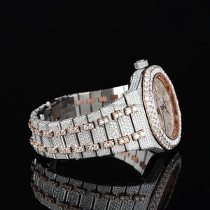 Elegante Antiguo Hip Hop Acero Inoxidable Lab Grown Reloj Dos Tonos Full Iced Date Eta Movimiento Sport Fashion Band 20mm Precio Bajo - Product Image 4