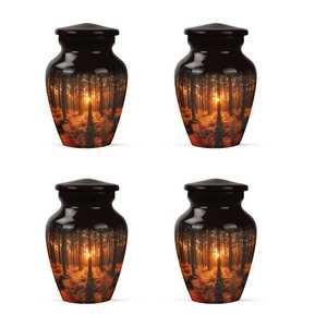 Urnas de Metal para Cenizas Humanas, Urnas para Cenizas de Adultos, Urnas Personalizadas para Mamá, Urnas Funerarias, Urnas con Diseño de Atardecer en el Bosque - Product Image 4