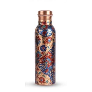 Wholesale 100% Pure Copper Water <b>Bottle</b> - <b>Vintage</b> Blue Toile Floral Printed Eco-Friendly Leak-Proof Metal Sports Drinkware - Product Image 2