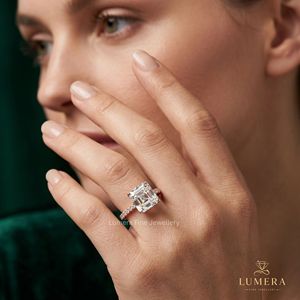 Hot Selling Solid Gold Asscher Shape Lab Grown Diamond Women Engagement Wedding Ring fashion jewelry rings - Product Image 1