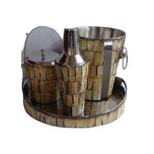 Round Gold Metal Ice Bucket With <b>Lid</b> And Handle Rust Resistant Party Cooler Glam Design ice Bucket - Product Image 2