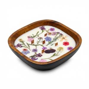 Cuenco de Cera con Flores Secas de Lujo al por Mayor |   Vela Decorativa de Madera con Múltiples Mechas para Recuerdos de Boda y Día de la Madre |   Tazón para Masa Premium - Product Image 1