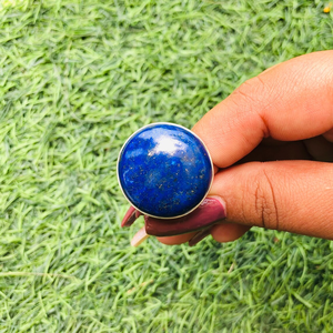 แหวนพลอย Lapis Lazuli แหวนเงินสเตอร์ลิงหินสีฟ้าหรูหราเครื่องประดับ Boho - Product Image 3