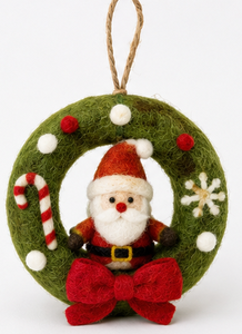 <b>Best</b> Himalaya Handmade Eco-Friendly 100% Sheep Wool Felt <b>Artificial</b> Santa Christmas Wreath Wall Hanging Ornament Modern Style - Product Image 4