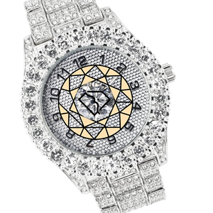 Reloj de Lujo Personalizado con Incrustaciones de Moissanita y Acero Inoxidable para Hombre, Estilo Hip Hop, con Esfera de Números Romanos y Cierre de Hebilla - Product Image 6