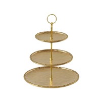 Support à gâteau 3 étages en métal doré, idéal pour mariage, anniversaire, dessert, décoration de table. Disponible au prix export.