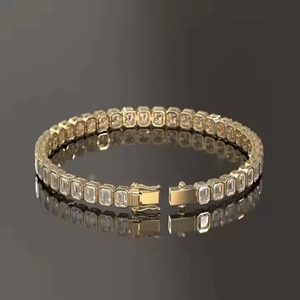 14k Gold Lab Grown Diamond Tennis <b>Bracelet</b> for Women, Emerald Cut Diamond Tennis <b>Bracelet</b>, Emerald Diamond Women <b>Bracelet</b> - Product Image 4