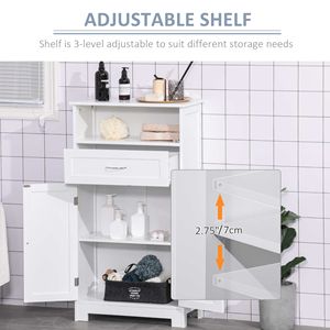 Mobile Bagno Moderno Autoportante in PVC, Armadietto Salvaspazio per Bagno Piccolo con Vetrina a S Regolabile - Product Image 5