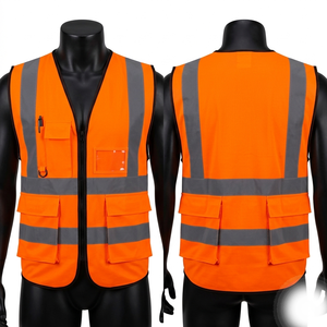 Gilet de travail réfléchissant noir en maille polyester 120 GSM de qualité supérieure, multi-panneaux, vêtement de sécurité, impression de logo personnalisée - Product Image 4