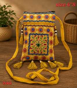 Kalamkari work mobile sling <b>Bag</b> with heavy work. - Product Image 3