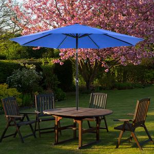 9 piedi Patio esterno e tavolo del mercato UV protetto ombrello blu impermeabile con pulsante di inclinazione manovella pulsante - Product Image 2