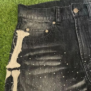 Pantalones Cortos de Mezclilla para Hombre, Estilo Veraniego, a la Moda, con Efecto Desgastado, Bordados y Pedrería, Estilo Urbano, Personalizados - Product Image 5
