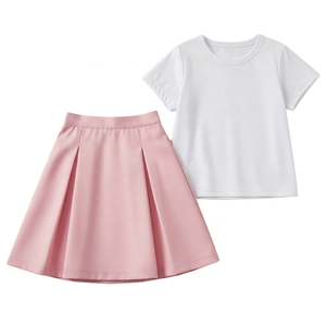 Ensemble de vêtements de sport d'été pour filles T-shirt blanc à séchage rapide et jupe rose pour uniformes de sport pour enfants - Product Image 1