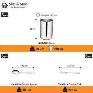 Stainless Steel 36 PCS Dinner Set for 6 People Shagun Premium <b>Dinnerware</b> Sets - Product Image 5