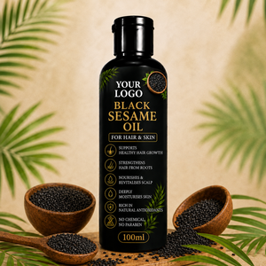 Huile de sésame noir en marque privée pour les cheveux et les massages cutanés |   Huile capillaire naturelle au sésame pour nourrir le cuir chevelu, soigner les cheveux et hydrater la peau - Product Image 3
