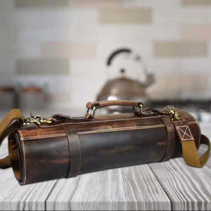 Couteau de Chef Forgé à la Main de Qualité Supérieure, Vente en Gros OEM/ODM, Manche en Cuir Roulé, Résistant à l'Eau LKR-0316 - Product Image 1