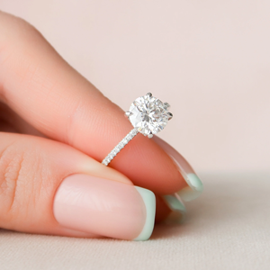 แหวนหมั้นเพชรทรงกลมเพาะเลี้ยงในห้องปฏิบัติการ ทอง 14K แบบหนามเตย สำหรับผู้หญิง เครื่องประดับแทนเพชร - Product Image 3