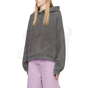 Sudadera con Capucha Extra Grande para Mujer, Color Sólido, Hombros Caídos, Felpa, 100% Algodón, Diseño Asimétrico, Ropa Casual de Otoño - Product Image 4