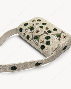 Handcrafted Beaded Shoulder Bag Cocktail Glass Motif Seed Bead Evening <b>Handbag</b> with Long Beaded Strap Women Wholesale - Product Image 6