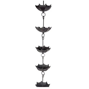Chaîne de pluie décorative en métal, résistante aux intempéries, fabriquée à la main, de style moderne et luxueux, pour drainage des gouttières de toit, utilisation extérieure suspendue - Product Image 1