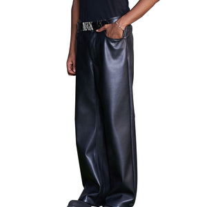 Pantalones Anchos Unisex de Piel Sintética Personalizados, Estilo Urbano, Estampado Gráfico, Cintura Alta, Casuales, Venta al Por Mayor OEM Premium - Product Image 3