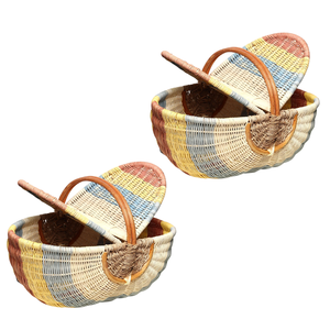 Cesta de Mimbre Natural Personalizable con Asa, Cesta de Picnic Rústica, Decoración para el Hogar, Organizador para Compras y el Hogar - Product Image 1