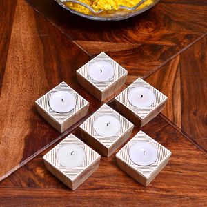 Diwali Wooden Diya Set Home & Office Decorative Wooden <b>Tea</b> <b>Light</b> Candle Holder - Product Image 2