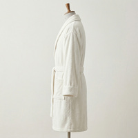 Ensemble de peignoirs pour homme en molleton crème coton/polyester, écologiques, respirants, à manches longues, avec ceinture et poches, doux, décontractés, pour l'hiver, pour couple, sexy
