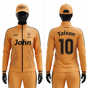 Combinaison d'entraînement de football pour femmes, tissu polyester haute performance 300 GSM, jaune moutarde et noir, empiècements contrastés, impression personnalisée, broderie - Product Image 3