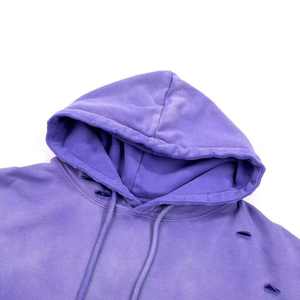 Sweat à capuche personnalisé pour homme en coton épais, effet vieilli, délavé à l'acide avec effet soleil décoloré, grande taille, pour l'hiver - Product Image 3