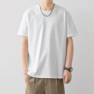 T-shirt en coton pour homme, col bateau, manches courtes, tissu léger et respirant pour tous les jours et les tenues de sport - Product Image 2
