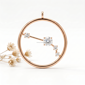 Pendentifs et Breloques Personnalisés Aries avec Accent Diamant de Laboratoire, Breloque du Zodiaque Mars, Bijoux OEM ODM, Fournisseur en Gros - Product Image 1