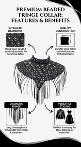 Capa de Hombro con Flecos de Cuentas Negras para Mujer, Decoración para Vestidos de Noche, Actuaciones Escénicas y Fiestas - Product Image 6